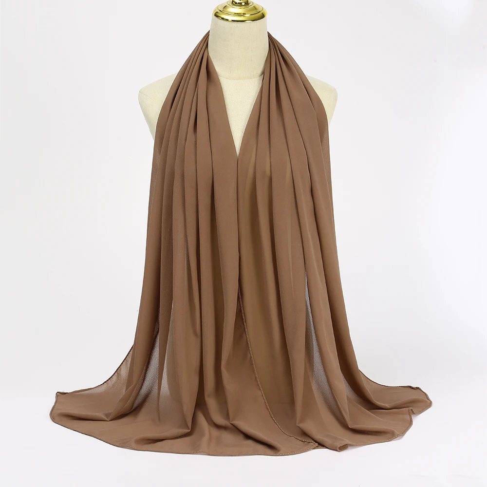 Muslim Chiffon Hijabs For Woman Long Solid Color Head Wrap For Women Shawls Scarves Ladies Muslim Veil Hijab