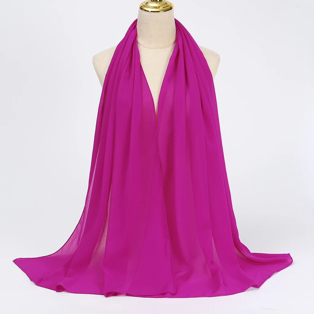 Muslim Chiffon Hijabs For Woman Long Solid Color Head Wrap For Women Shawls Scarves Ladies Muslim Veil Hijab