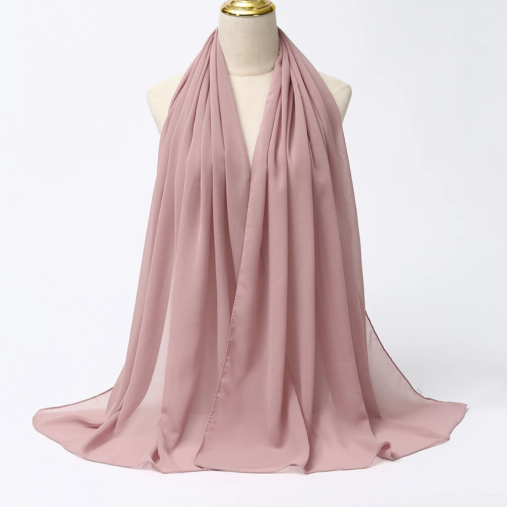 Muslim Chiffon Hijabs For Woman Long Solid Color Head Wrap For Women Shawls Scarves Ladies Muslim Veil Hijab
