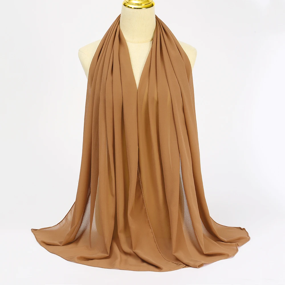 Muslim Chiffon Hijabs For Woman Long Solid Color Head Wrap For Women Shawls Scarves Ladies Muslim Veil Hijab