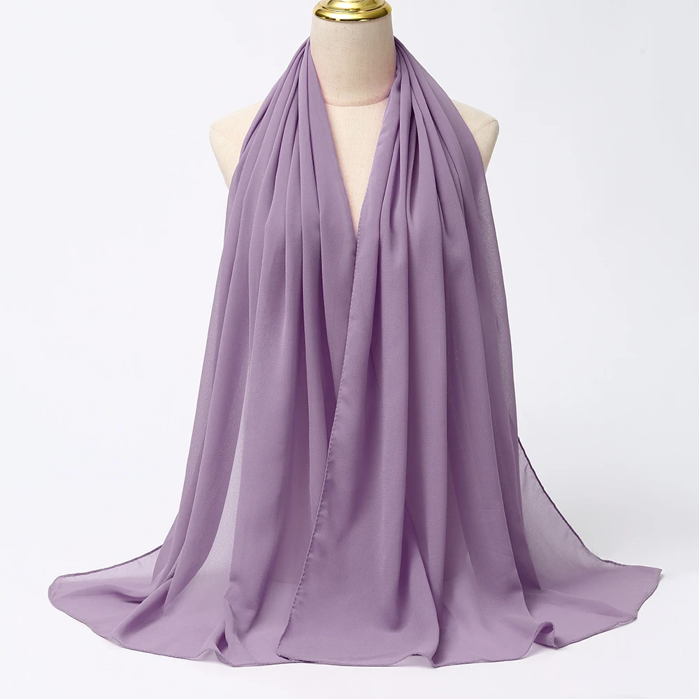 Muslim Chiffon Hijabs For Woman Long Solid Color Head Wrap For Women Shawls Scarves Ladies Muslim Veil Hijab