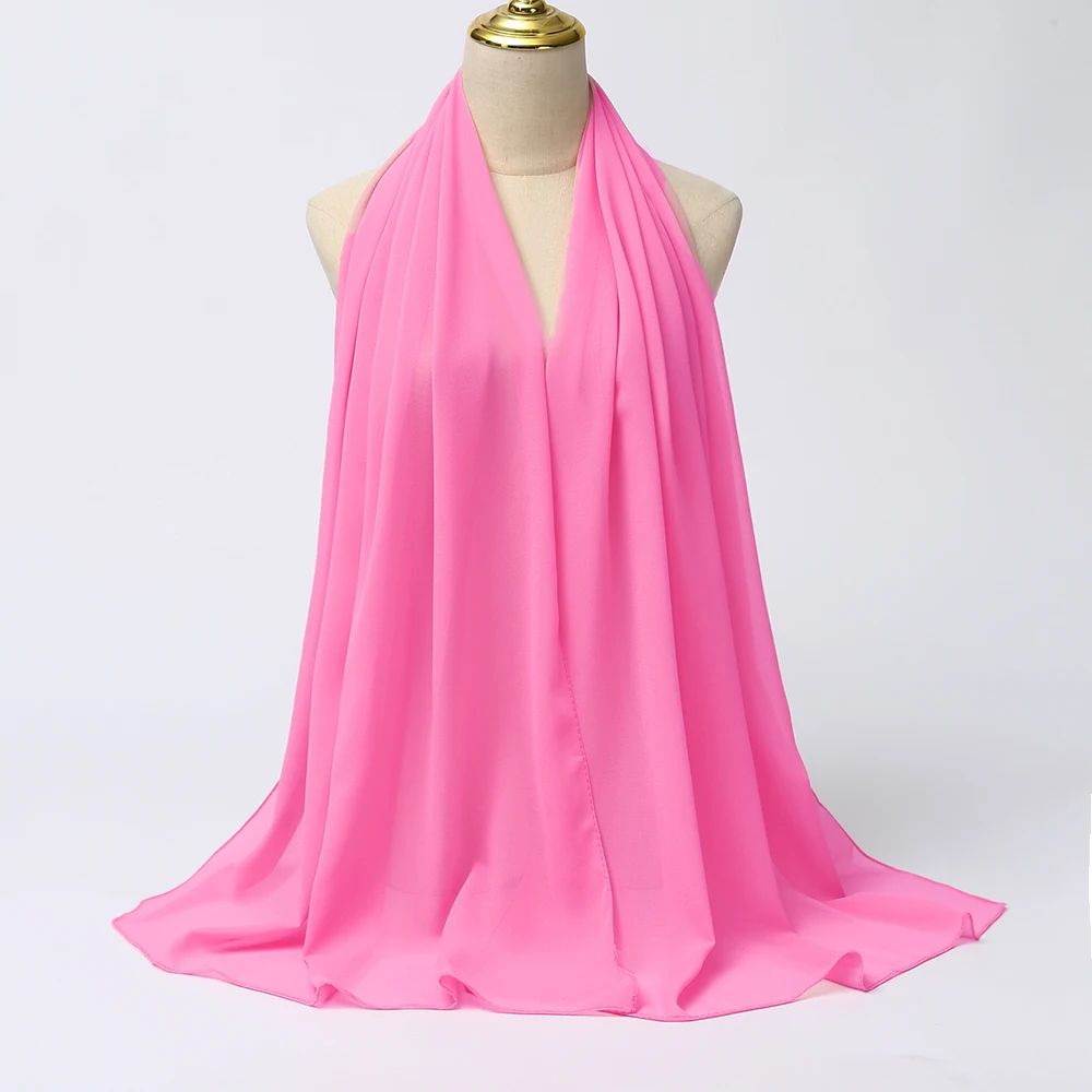 Muslim Chiffon Hijabs For Woman Long Solid Color Head Wrap For Women Shawls Scarves Ladies Muslim Veil Hijab