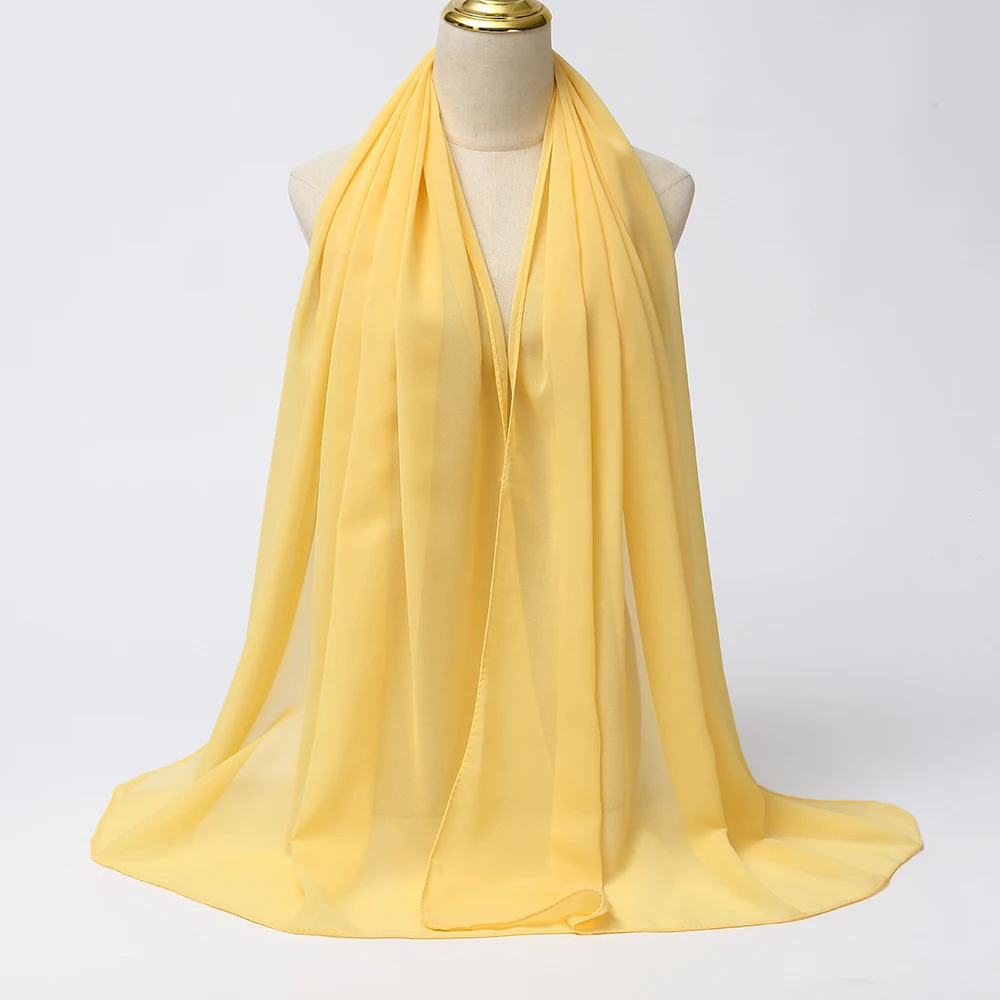 Muslim Chiffon Hijabs For Woman Long Solid Color Head Wrap For Women Shawls Scarves Ladies Muslim Veil Hijab