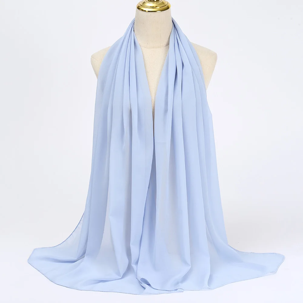 Muslim Chiffon Hijabs For Woman Long Solid Color Head Wrap For Women Shawls Scarves Ladies Muslim Veil Hijab