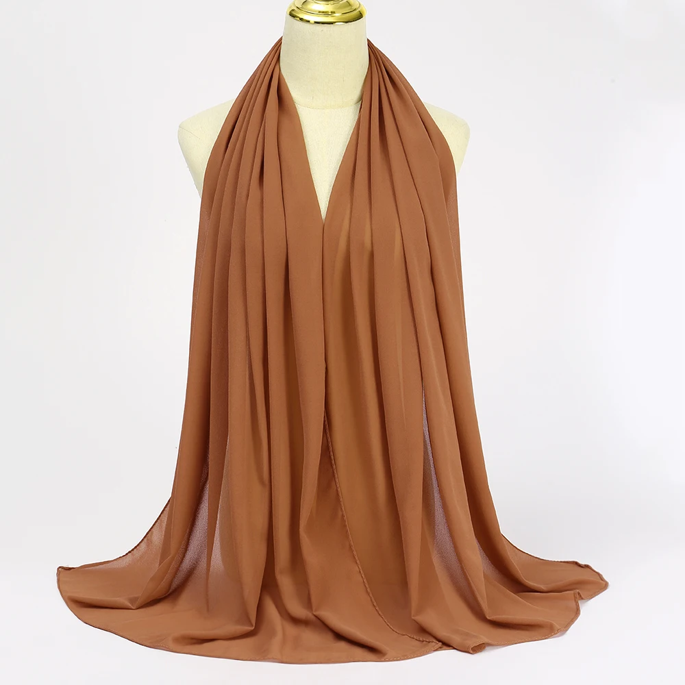 Muslim Chiffon Hijabs For Woman Long Solid Color Head Wrap For Women Shawls Scarves Ladies Muslim Veil Hijab