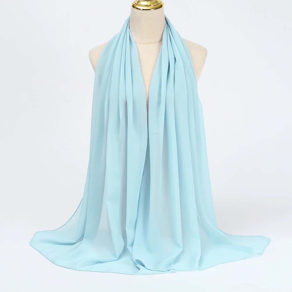 Muslim Chiffon Hijabs For Woman Long Solid Color Head Wrap For Women Shawls Scarves Ladies Muslim Veil Hijab