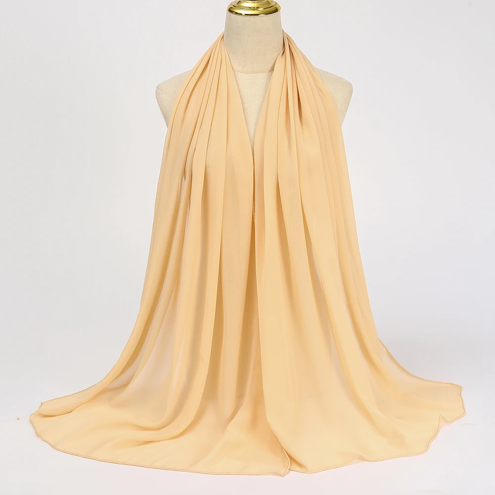 Muslim Chiffon Hijabs For Woman Long Solid Color Head Wrap For Women Shawls Scarves Ladies Muslim Veil Hijab