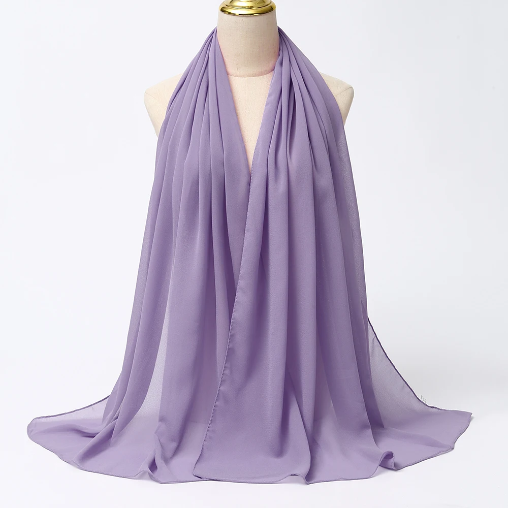 Muslim Chiffon Hijabs For Woman Long Solid Color Head Wrap For Women Shawls Scarves Ladies Muslim Veil Hijab