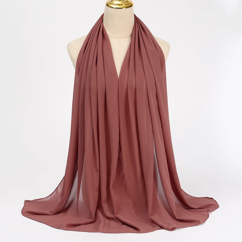 Muslim Chiffon Hijabs For Woman Long Solid Color Head Wrap For Women Shawls Scarves Ladies Muslim Veil Hijab