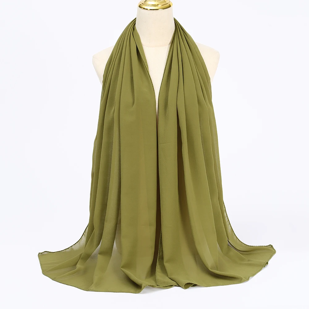 Muslim Chiffon Hijabs For Woman Long Solid Color Head Wrap For Women Shawls Scarves Ladies Muslim Veil Hijab