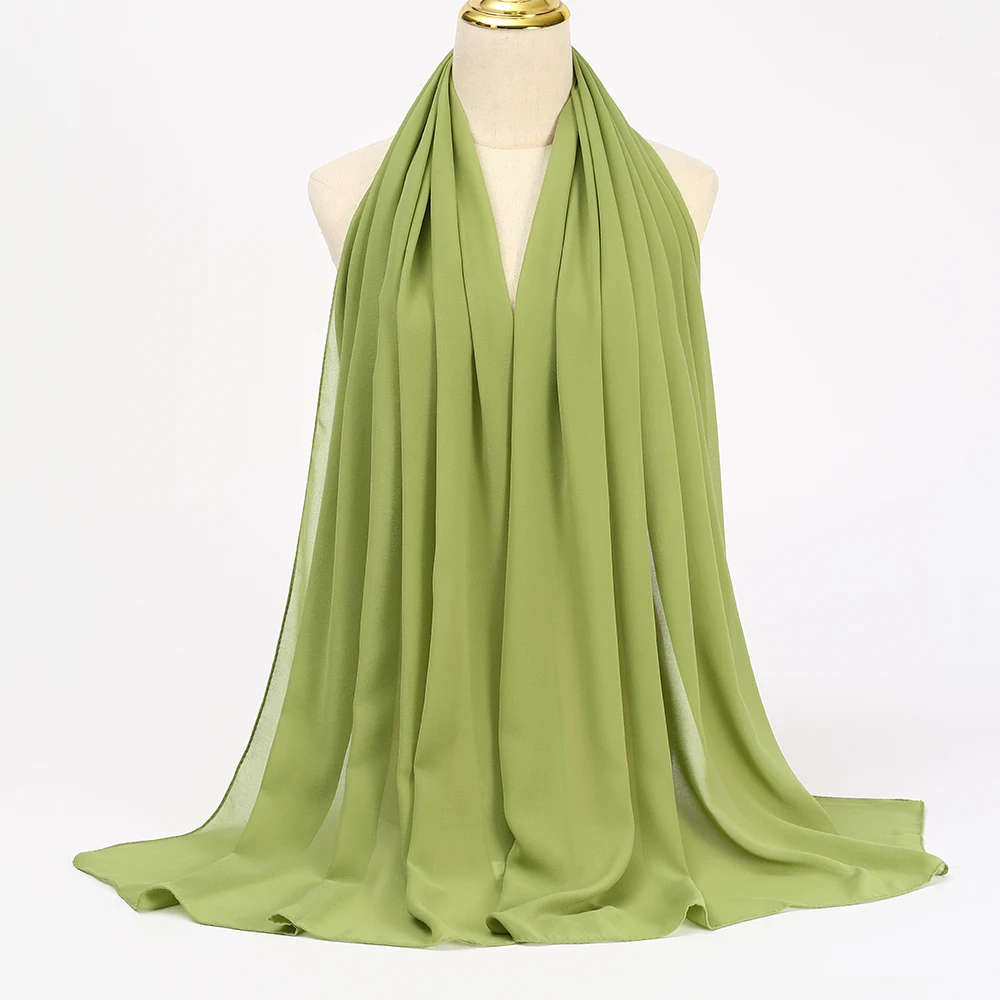 Muslim Chiffon Hijabs For Woman Long Solid Color Head Wrap For Women Shawls Scarves Ladies Muslim Veil Hijab