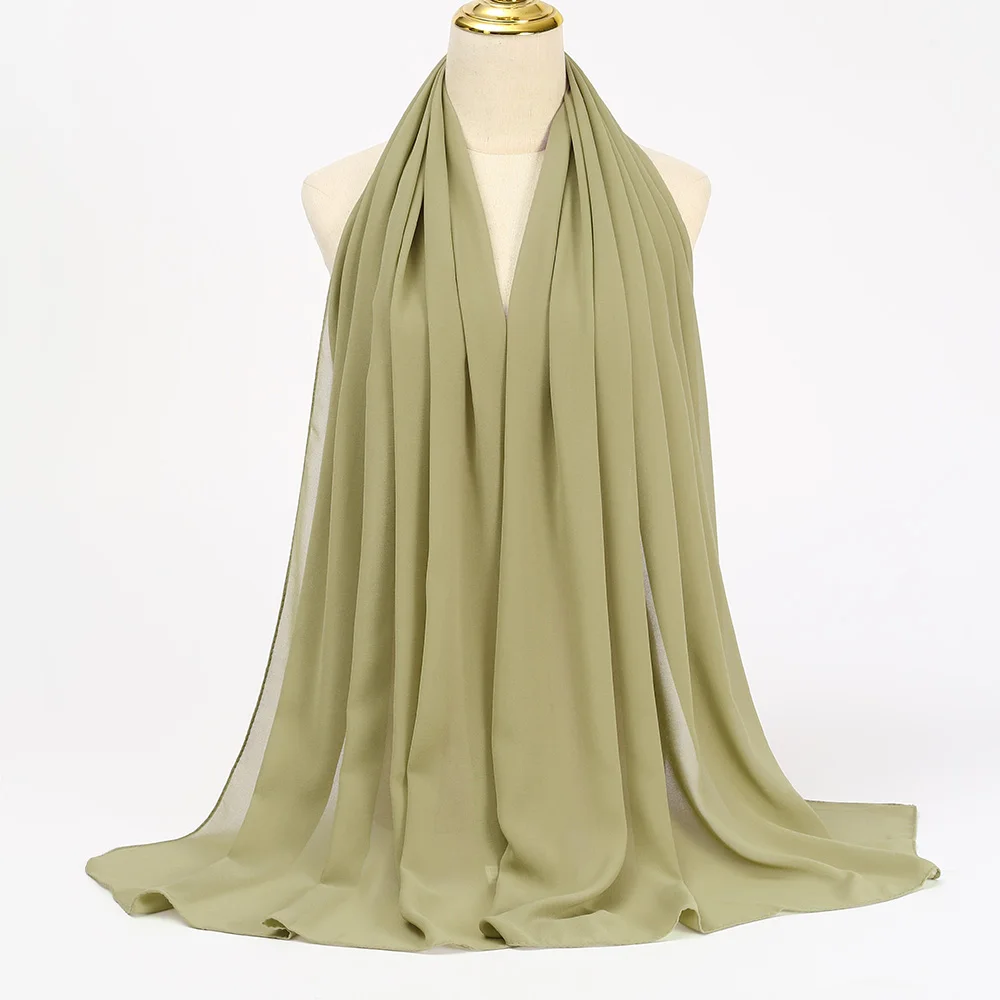 Muslim Chiffon Hijabs For Woman Long Solid Color Head Wrap For Women Shawls Scarves Ladies Muslim Veil Hijab