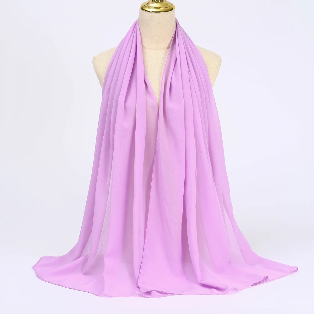 Muslim Chiffon Hijabs For Woman Long Solid Color Head Wrap For Women Shawls Scarves Ladies Muslim Veil Hijab