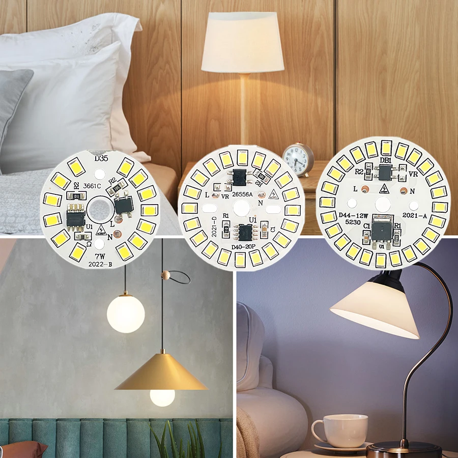 LED Chip for Lamp Bulb 3W 5W 7W 9W 12W SMD 2835 Round Light Beads AC 220V-240V Bulb Chip Lighting Spotlight 90 Lumen/W