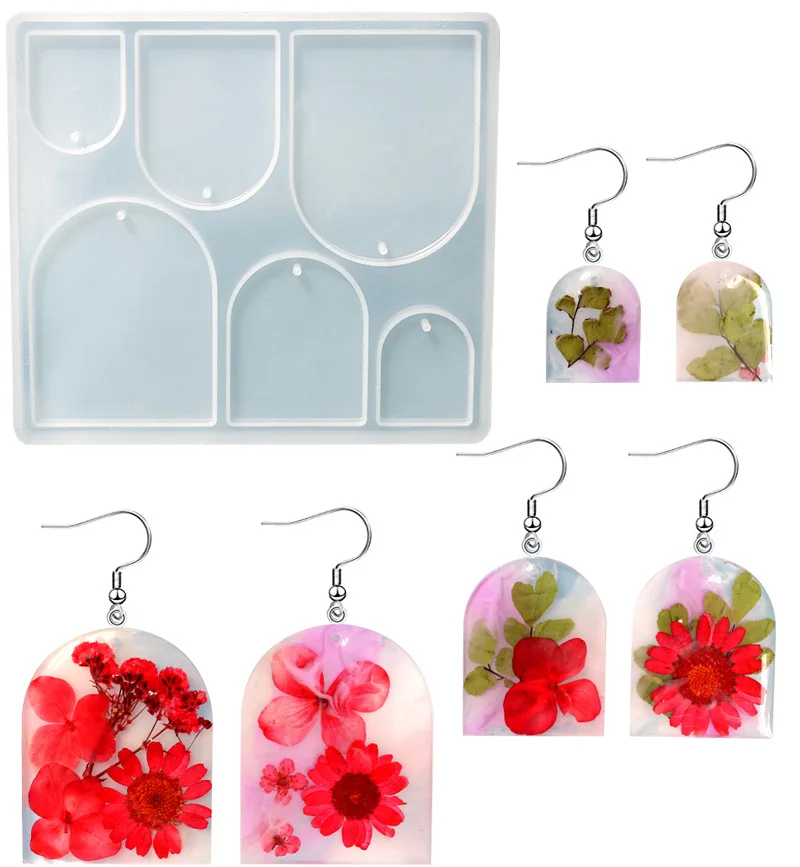Earring Pendant Silicone Mold Epoxy Resin Jewelry Making Molds Heart Leaves Moon DIY Charms Pendant Mould Creative Jewelry Craft