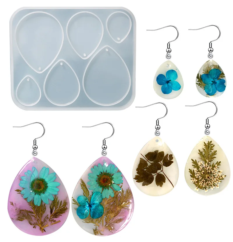 Earring Pendant Silicone Mold Epoxy Resin Jewelry Making Molds Heart Leaves Moon DIY Charms Pendant Mould Creative Jewelry Craft
