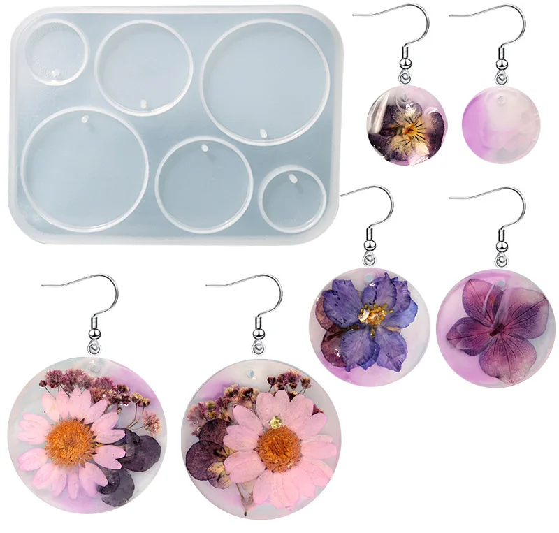 Earring Pendant Silicone Mold Epoxy Resin Jewelry Making Molds Heart Leaves Moon DIY Charms Pendant Mould Creative Jewelry Craft