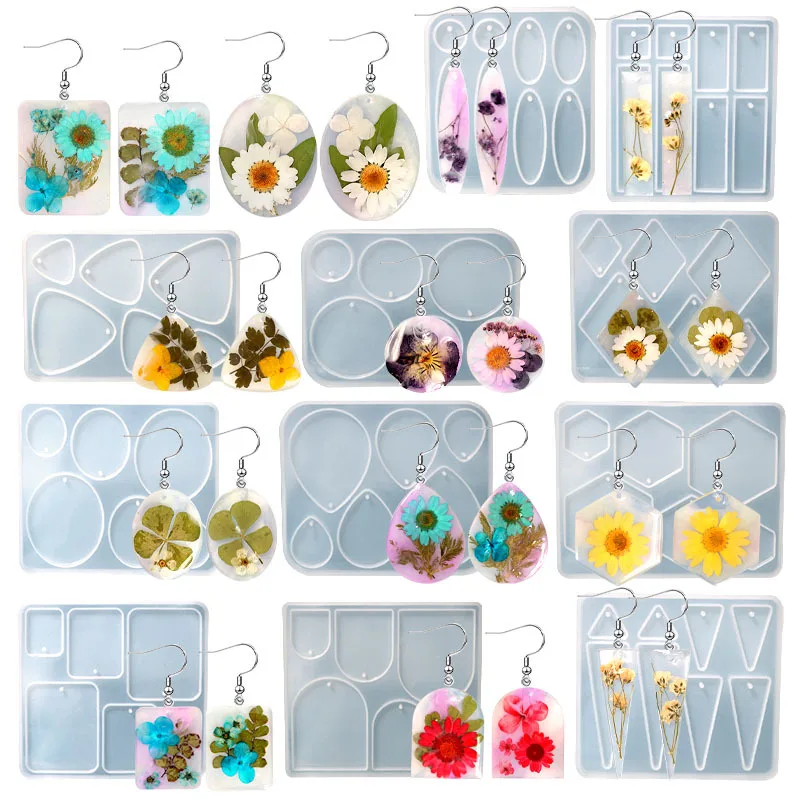 Earring Pendant Silicone Mold Epoxy Resin Jewelry Making Molds Heart Leaves Moon DIY Charms Pendant Mould Creative Jewelry Craft