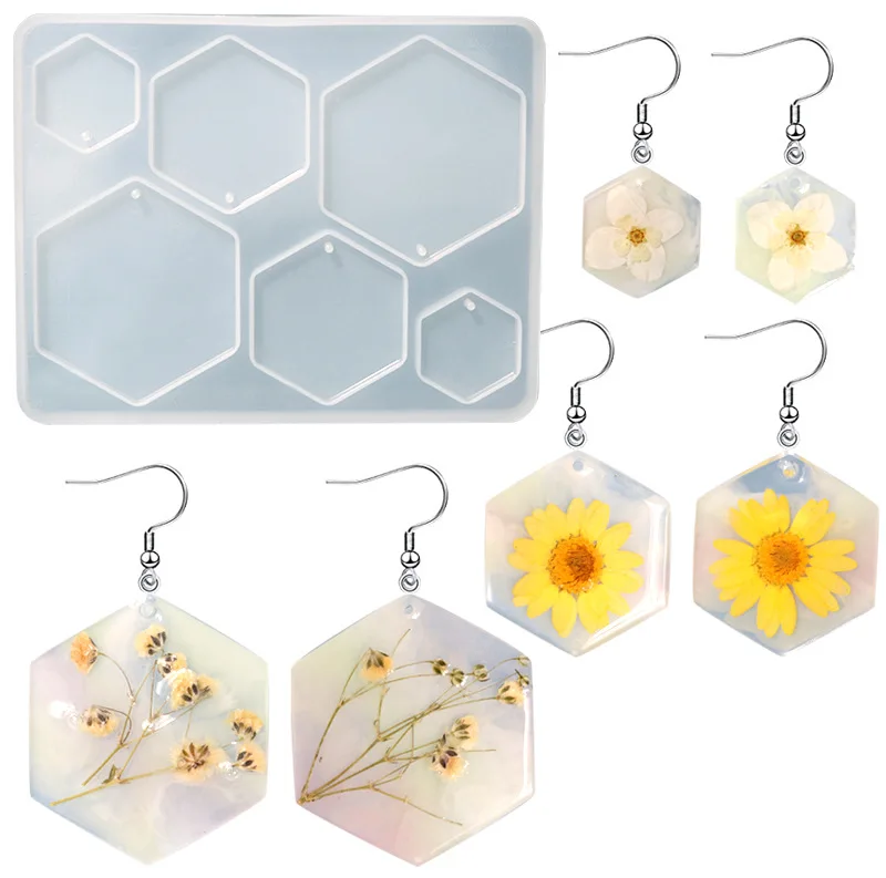 Earring Pendant Silicone Mold Epoxy Resin Jewelry Making Molds Heart Leaves Moon DIY Charms Pendant Mould Creative Jewelry Craft