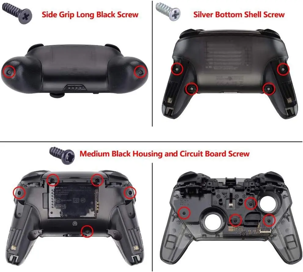 eXtremeRate Full Set Housing for NS Switch Pro Controller, Faceplate Backplate with Handles - Transparent & Single Seires