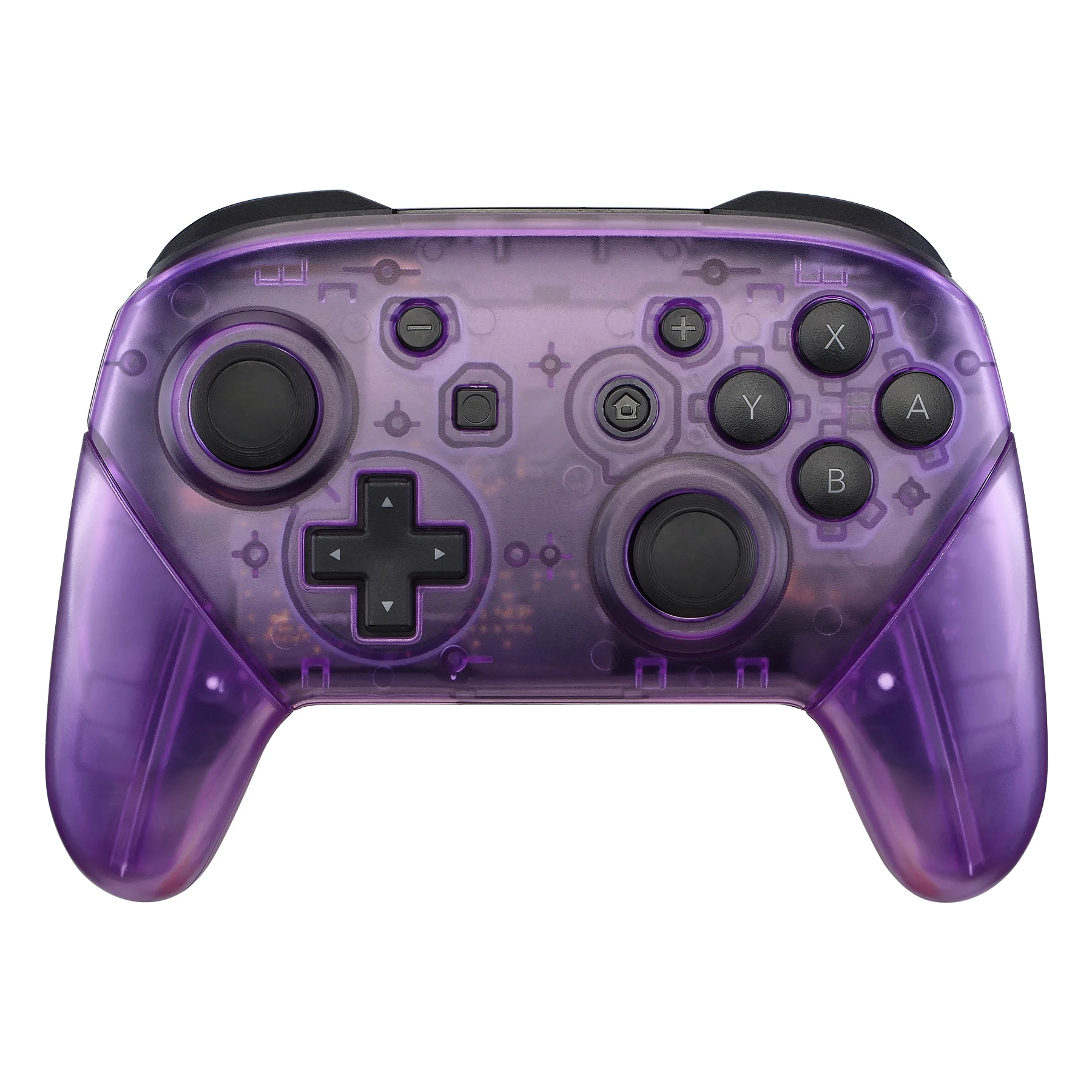 eXtremeRate Full Set Housing for NS Switch Pro Controller, Faceplate Backplate with Handles - Transparent & Single Seires