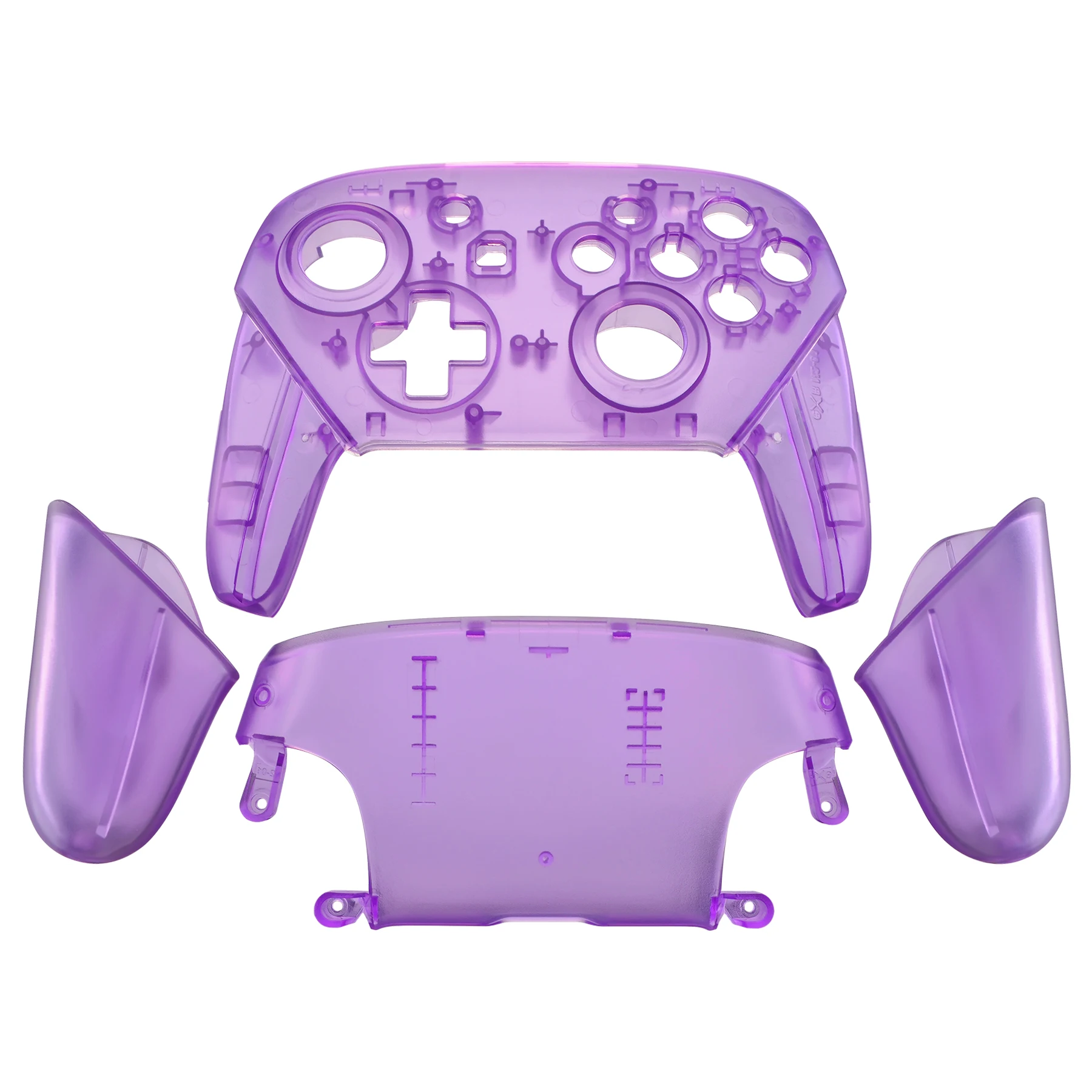 eXtremeRate Full Set Housing for NS Switch Pro Controller, Faceplate Backplate with Handles - Transparent & Single Seires