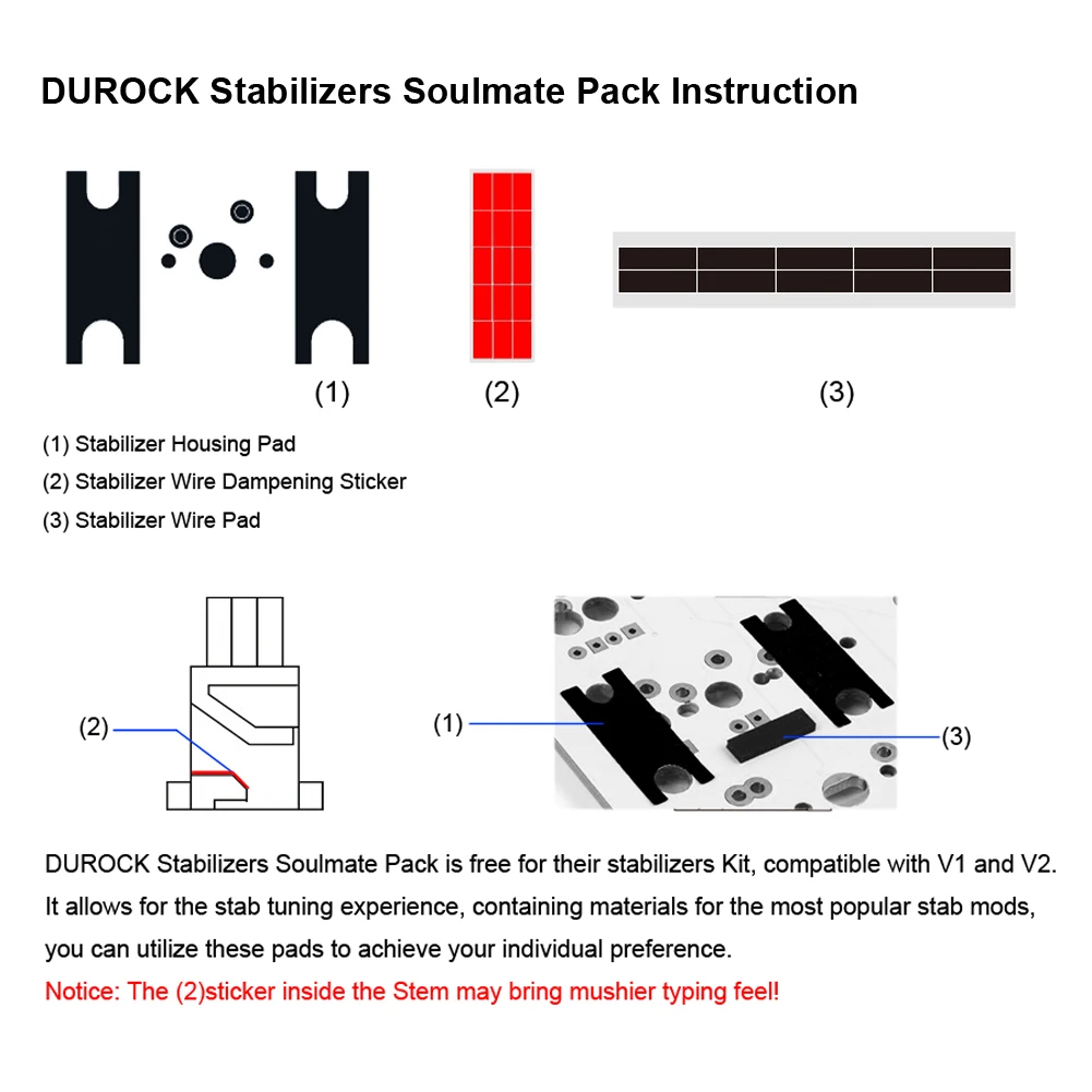 DUROCK Stabilizer V2 Screw-in Stabilizers PCB Mount Keycap Stabilisers Screw in Mechanical Keyboard Space Bar Stabs