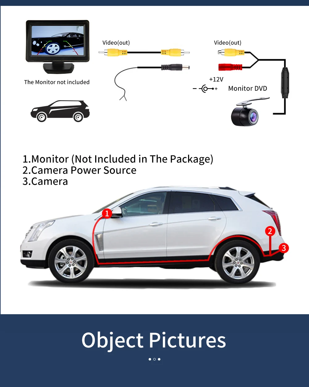 SINOVCLE Reverse Camera Rearview Car Infrared Night With & Without LED Vehicle Backup Wiring Waterproof HD Camera Kit