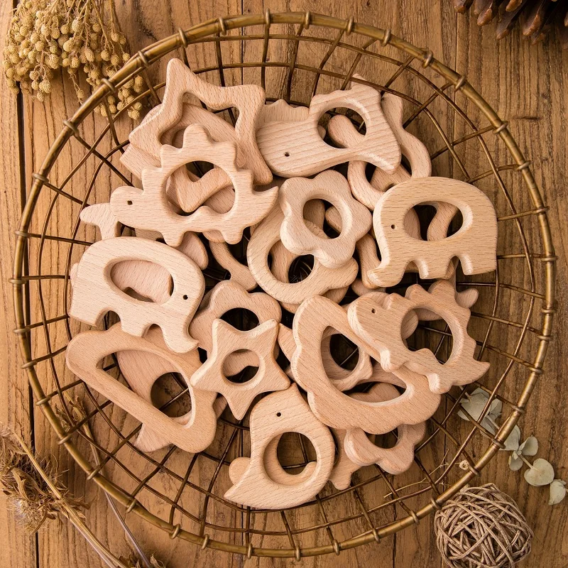 1pc Baby Teether Wooden Animal Pacifier Pendant BPA Free Beech Koala Rodent Baby Gym Accessories Teeth Pendant Children'S Goods