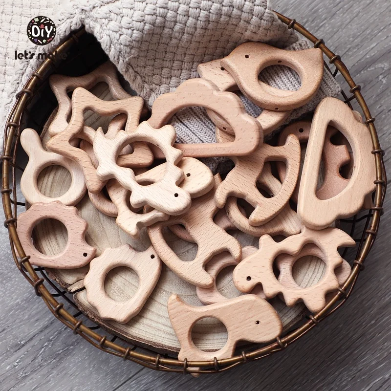 1pc Baby Teether Wooden Animal Pacifier Pendant BPA Free Beech Koala Rodent Baby Gym Accessories Teeth Pendant Children'S Goods