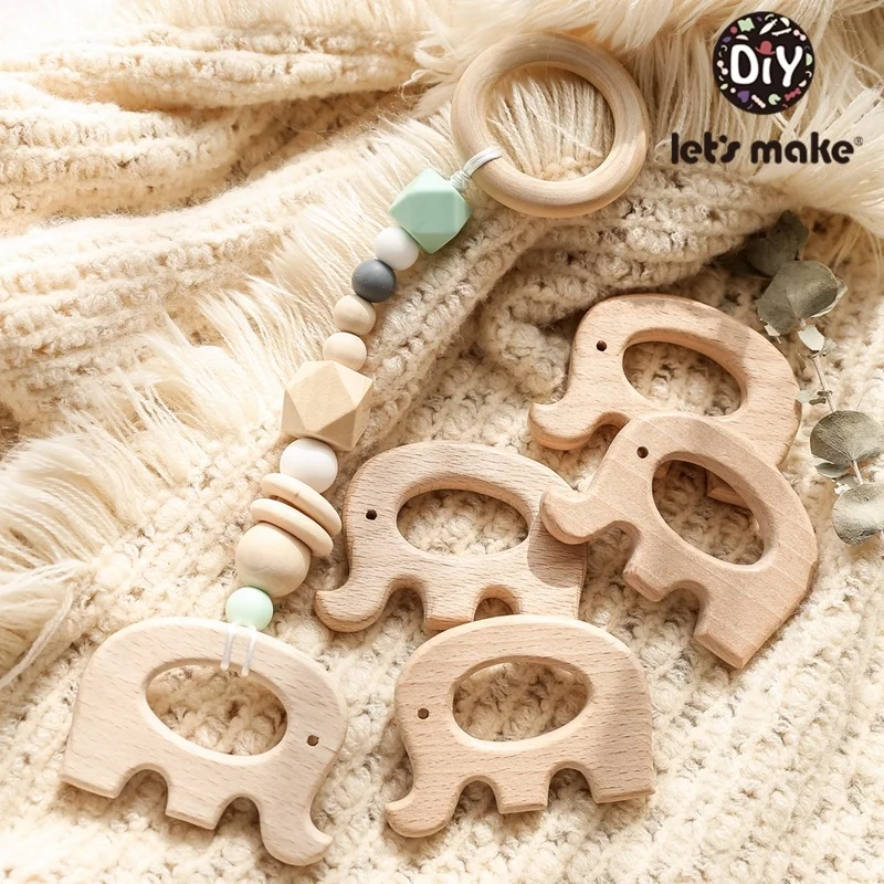 1pc Baby Teether Wooden Animal Pacifier Pendant BPA Free Beech Koala Rodent Baby Gym Accessories Teeth Pendant Children'S Goods
