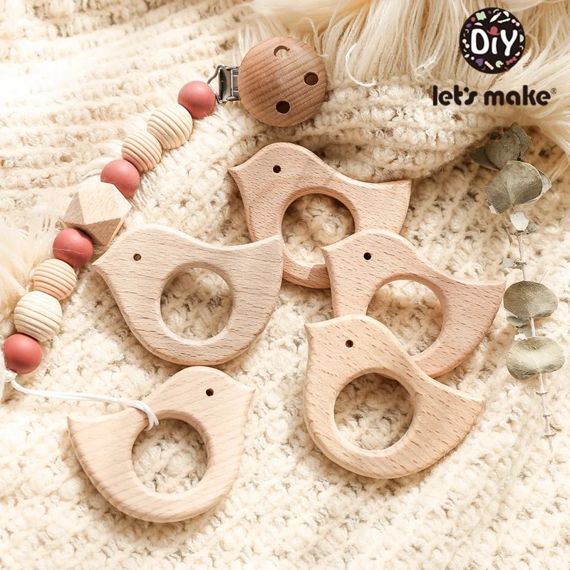 1pc Baby Teether Wooden Animal Pacifier Pendant BPA Free Beech Koala Rodent Baby Gym Accessories Teeth Pendant Children'S Goods