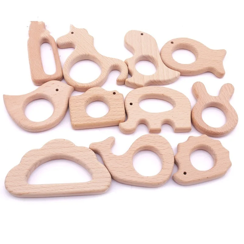 1pc Baby Teether Wooden Animal Pacifier Pendant BPA Free Beech Koala Rodent Baby Gym Accessories Teeth Pendant Children'S Goods