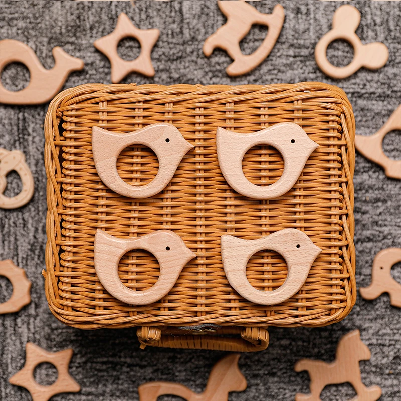 1pc Baby Teether Wooden Animal Pacifier Pendant BPA Free Beech Koala Rodent Baby Gym Accessories Teeth Pendant Children'S Goods