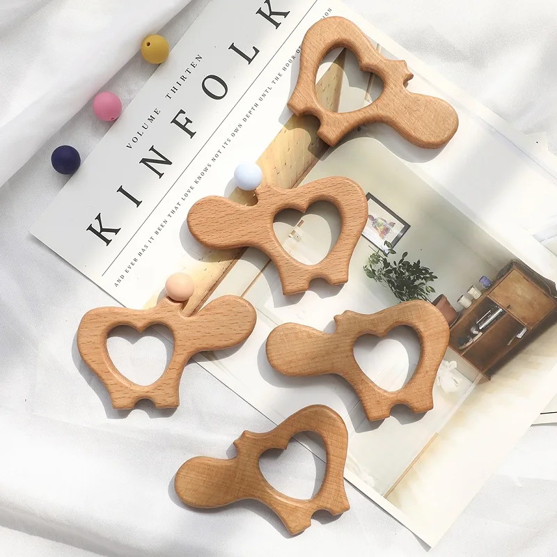 1pc Baby Teether Wooden Animal Pacifier Pendant BPA Free Beech Koala Rodent Baby Gym Accessories Teeth Pendant Children'S Goods