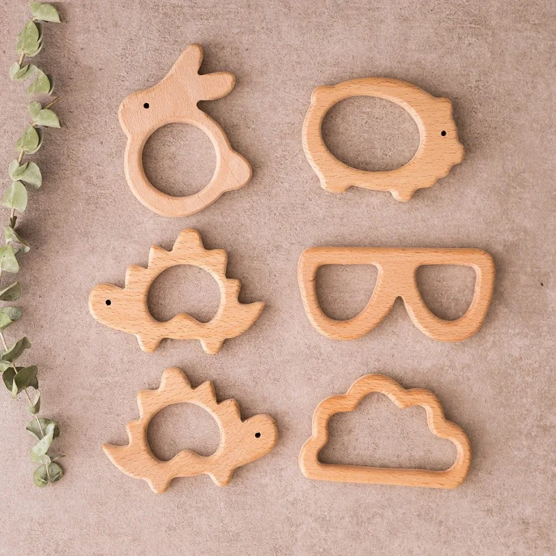 1pc Baby Teether Wooden Animal Pacifier Pendant BPA Free Beech Koala Rodent Baby Gym Accessories Teeth Pendant Children'S Goods