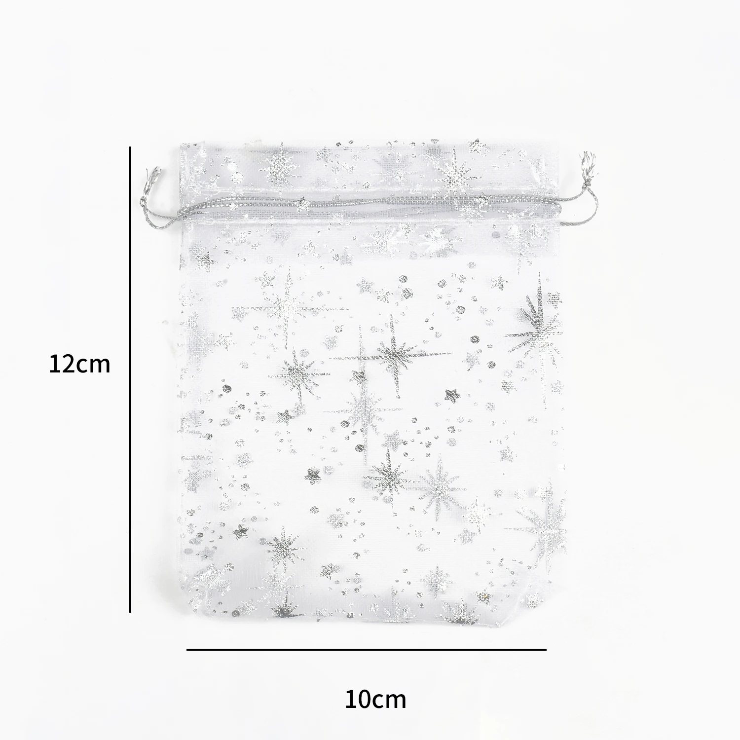 50pcs/Lot 7x9 9x12 11x16 13x18cm Printing Star Moon Christmas Organza Sack Drawstring Charm Packaging Bags Daily Jewelry