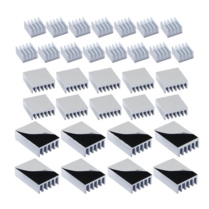 Graphics Card Cooler Heat Sink Kit, 33pcs Radiator Aluminum Heat Sink W/ Thermal Adhesive Tape GPU, VGA Video Card Heating