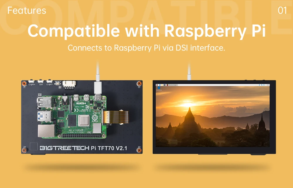 BIGTREETECH PITFT50 PITFT43 PITFT70 DSI Capacitive Touch Screen Raspberry PI LCD Display For Octopus Pro Control Board TMC5160