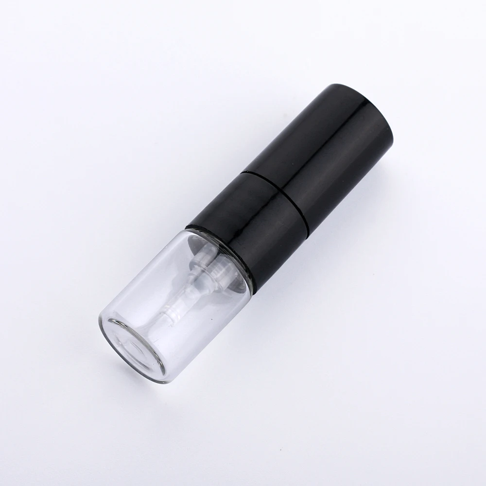 100 Pcs/Lot 1ml 2ml Mini Perfume Bottle Black Spray Refillable Empty Bottles Cosmetic Containers Portable Perfume Atomizer