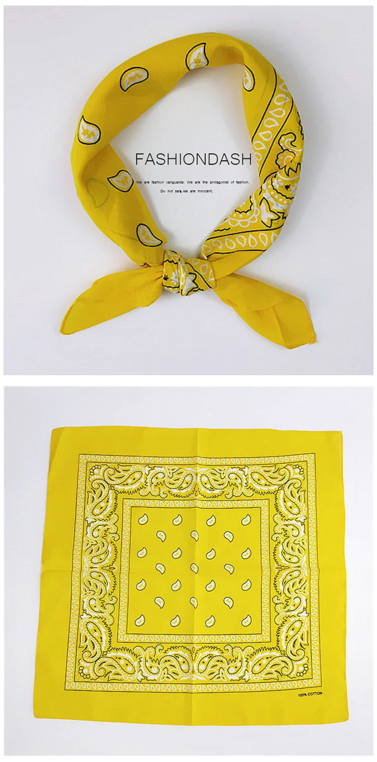 55cm*55cm Fashion Cotton Hip Hop Head Scarf Paisley Square Scarves Headwear Bandanna Hair Band Neck Wrist Wrap Band Accessories