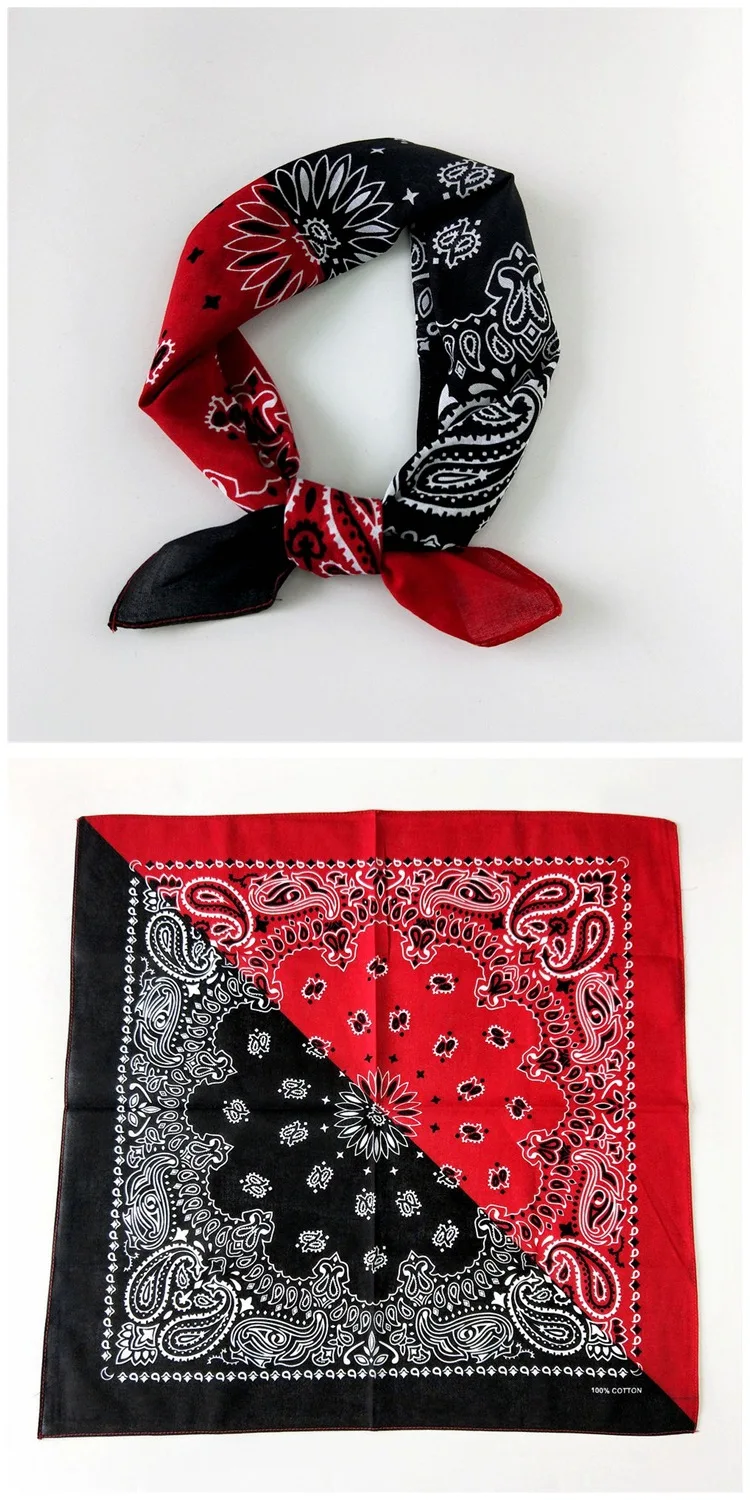 55cm*55cm Fashion Cotton Hip Hop Head Scarf Paisley Square Scarves Headwear Bandanna Hair Band Neck Wrist Wrap Band Accessories