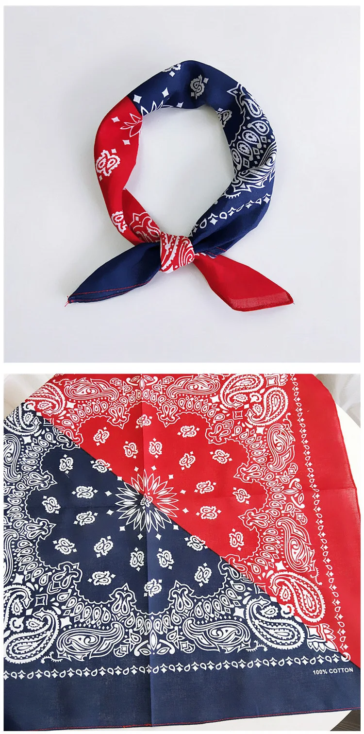 55cm*55cm Fashion Cotton Hip Hop Head Scarf Paisley Square Scarves Headwear Bandanna Hair Band Neck Wrist Wrap Band Accessories