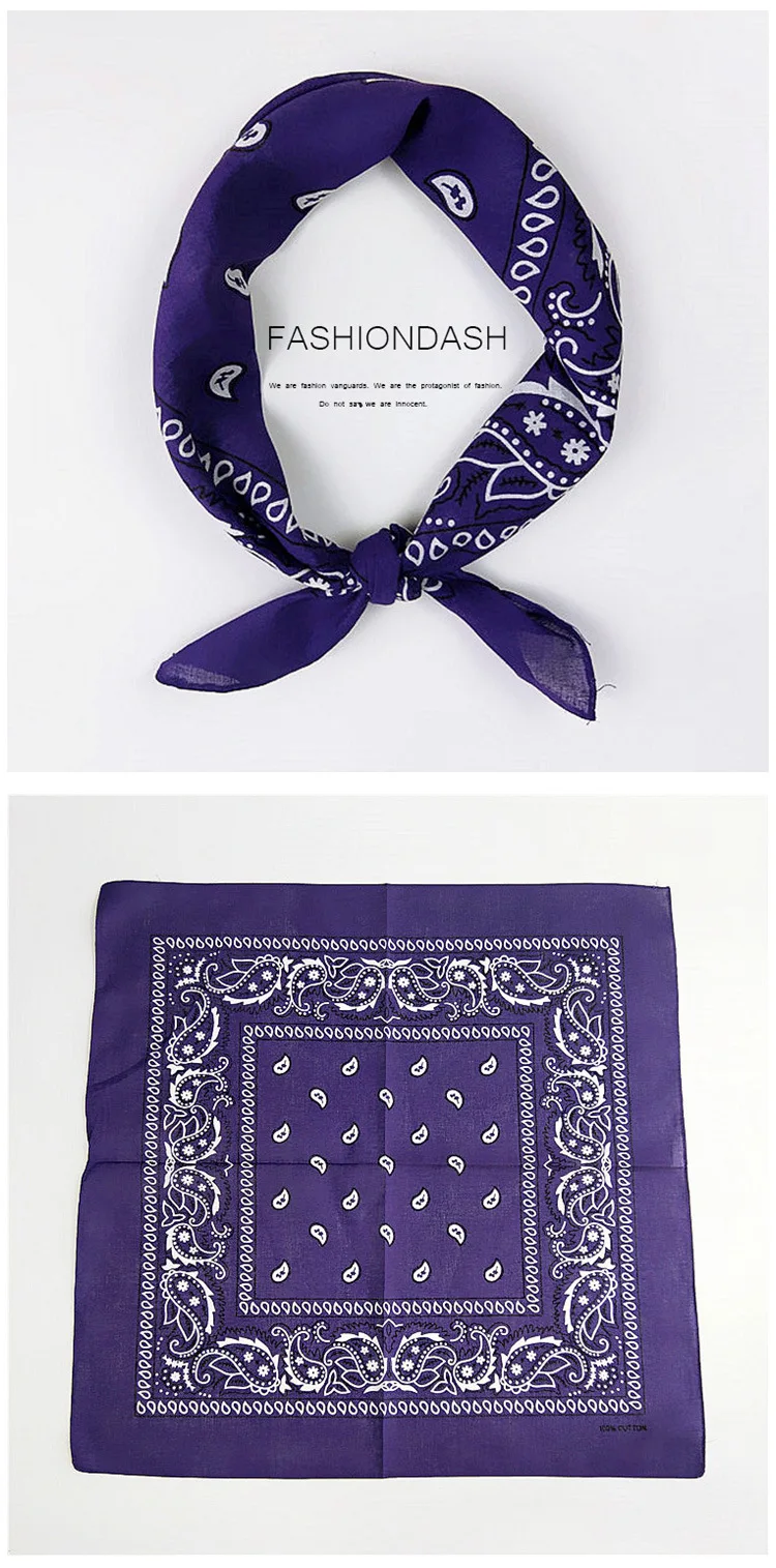 55cm*55cm Fashion Cotton Hip Hop Head Scarf Paisley Square Scarves Headwear Bandanna Hair Band Neck Wrist Wrap Band Accessories