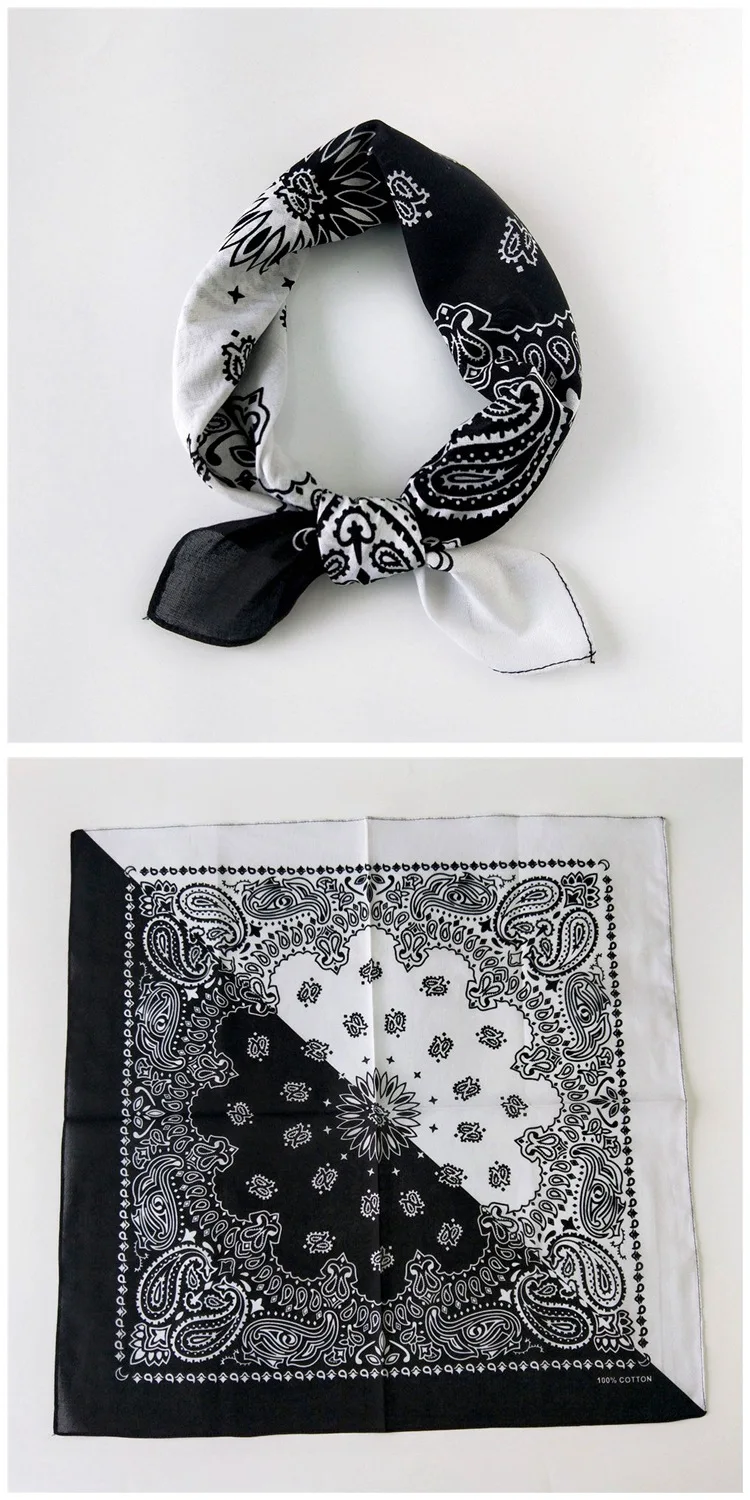 55cm*55cm Fashion Cotton Hip Hop Head Scarf Paisley Square Scarves Headwear Bandanna Hair Band Neck Wrist Wrap Band Accessories