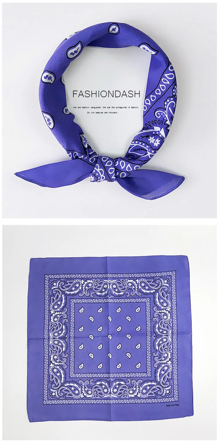 55cm*55cm Fashion Cotton Hip Hop Head Scarf Paisley Square Scarves Headwear Bandanna Hair Band Neck Wrist Wrap Band Accessories