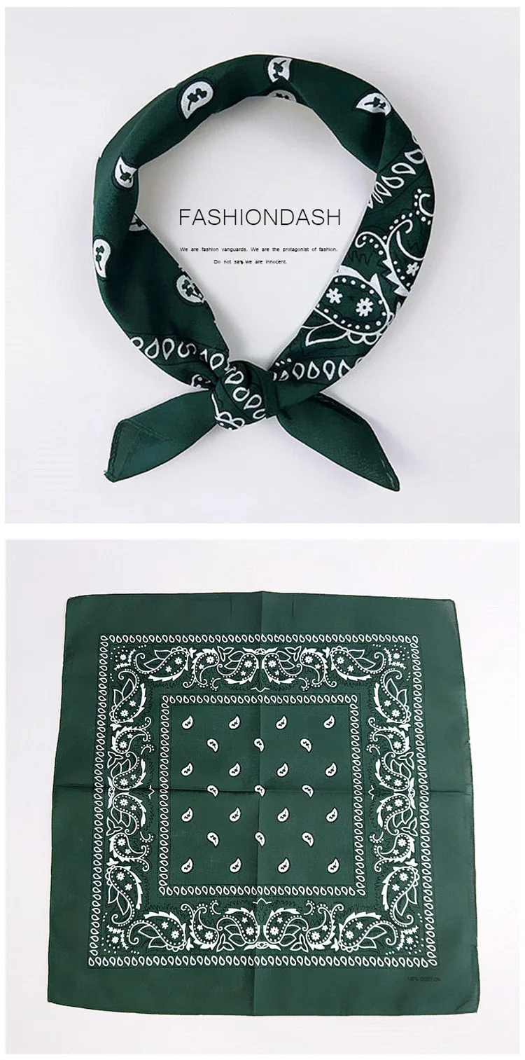 55cm*55cm Fashion Cotton Hip Hop Head Scarf Paisley Square Scarves Headwear Bandanna Hair Band Neck Wrist Wrap Band Accessories