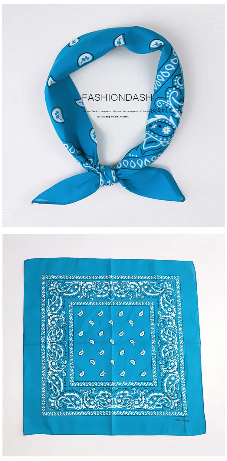 55cm*55cm Fashion Cotton Hip Hop Head Scarf Paisley Square Scarves Headwear Bandanna Hair Band Neck Wrist Wrap Band Accessories