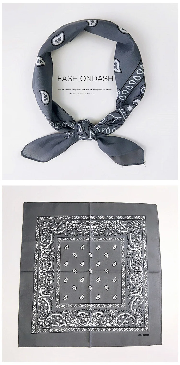 55cm*55cm Fashion Cotton Hip Hop Head Scarf Paisley Square Scarves Headwear Bandanna Hair Band Neck Wrist Wrap Band Accessories