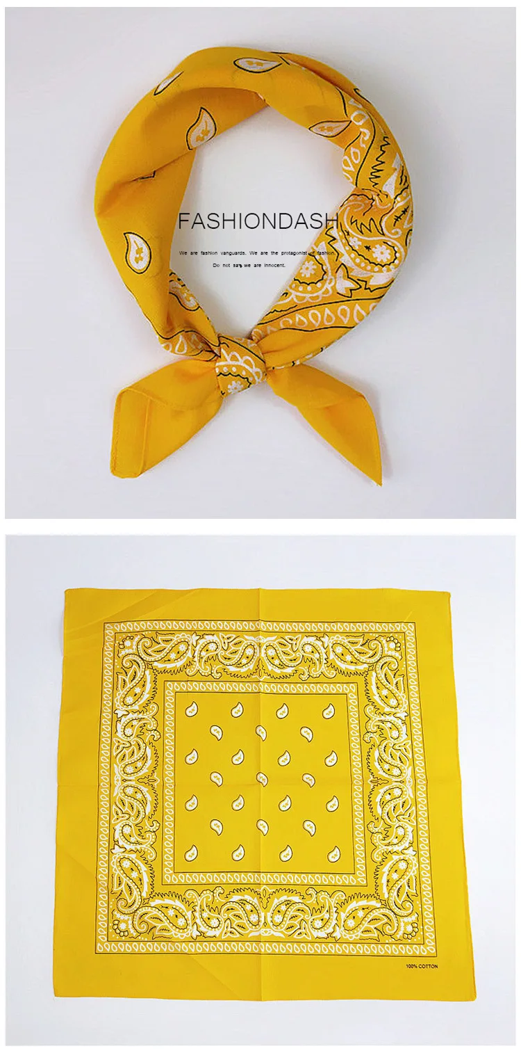55cm*55cm Fashion Cotton Hip Hop Head Scarf Paisley Square Scarves Headwear Bandanna Hair Band Neck Wrist Wrap Band Accessories